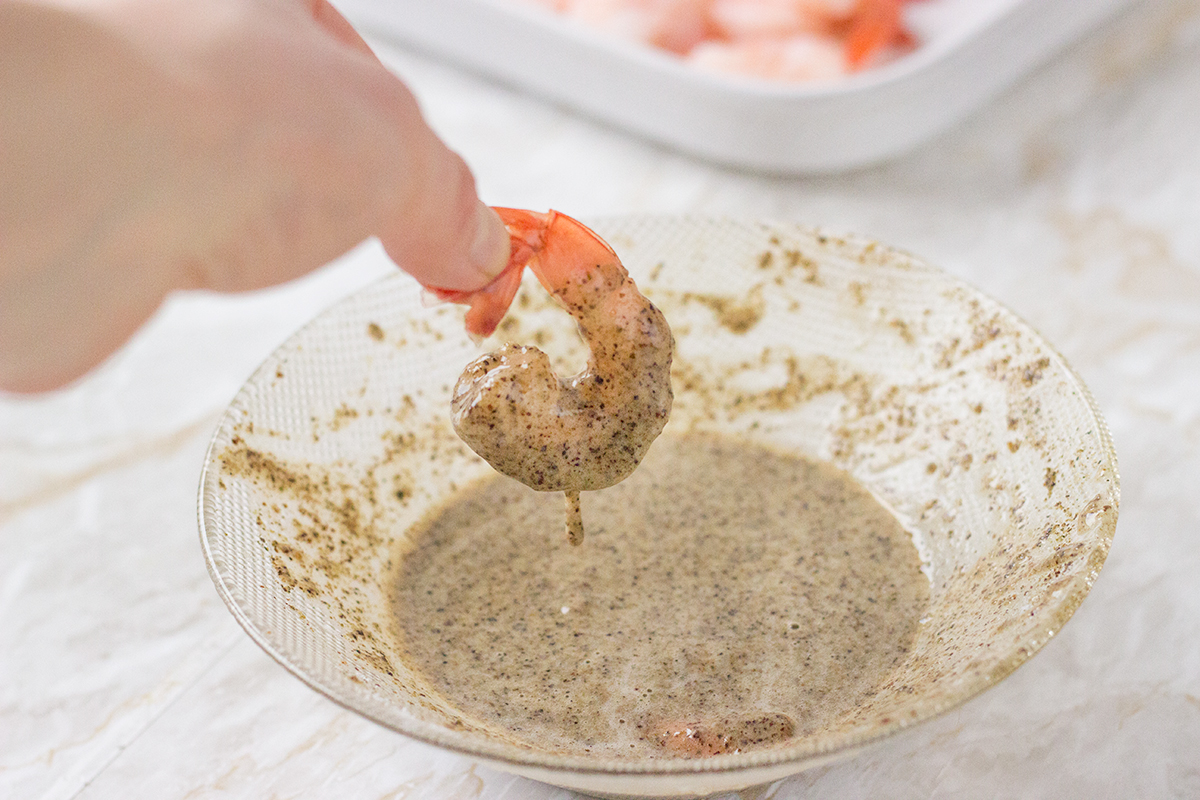 krewetki w cieście konopnym