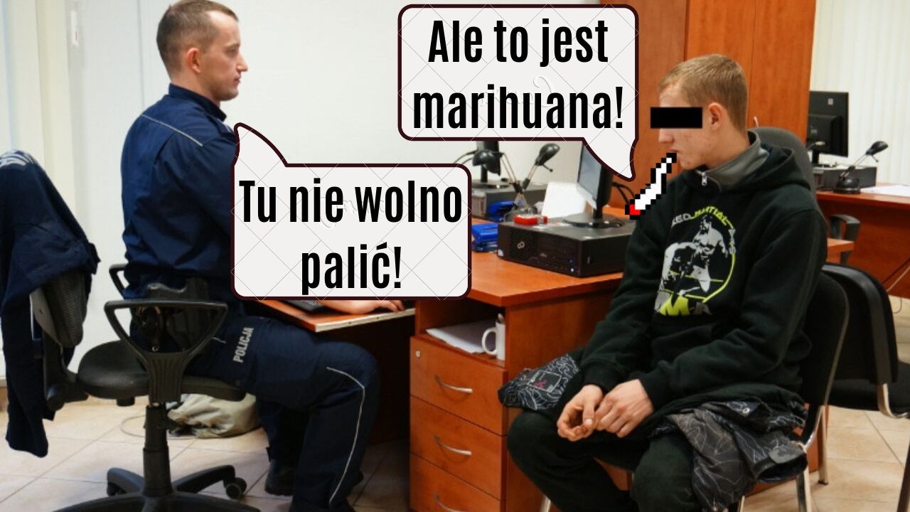 Zapalił jointa na komisariacie po czym sam sie przyznał do posiadania marihuany w domu.
